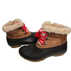 Sperry Women's Casual Top Inside Zipper / Lace up Snow Boots Faux Fur Top  Sz 6